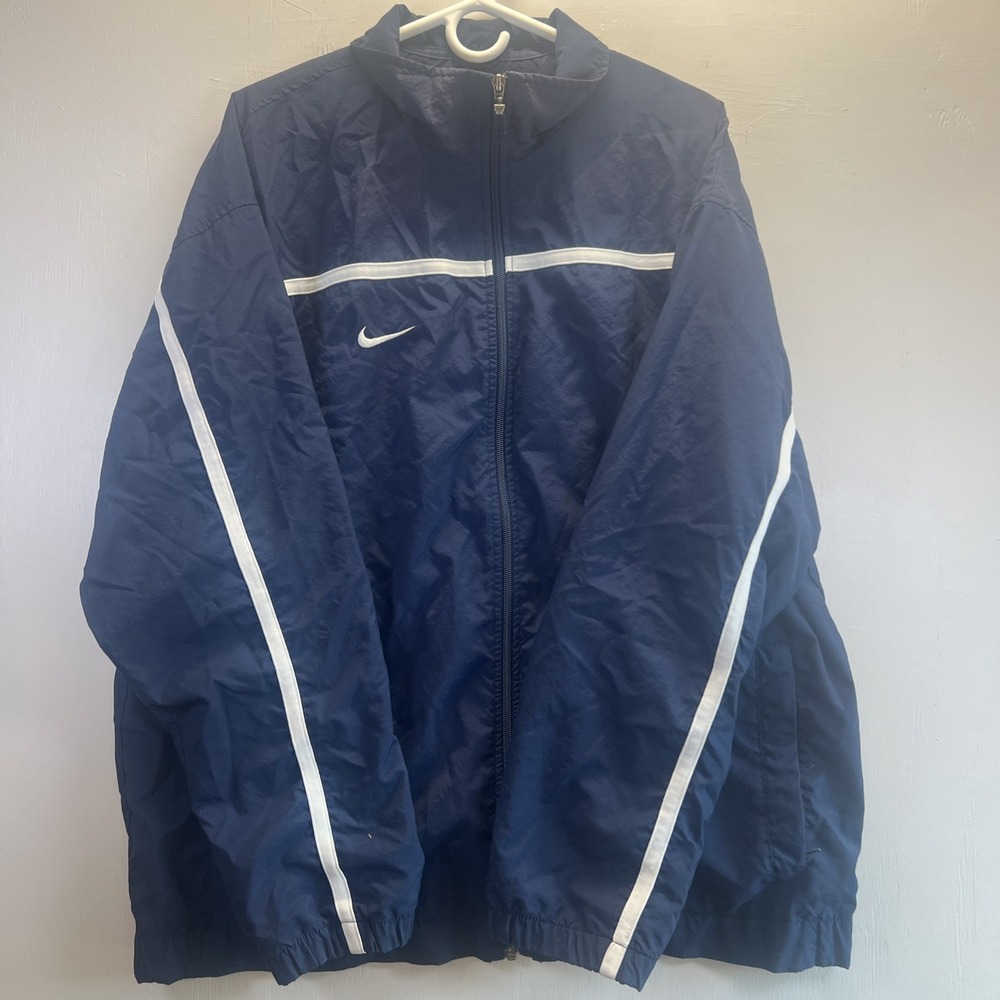 Vintage Nike Team Black Red Tag Men's Size XLarge Blue & White Windbreaker‎